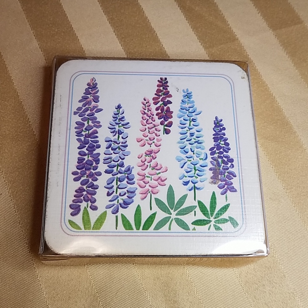 New Lupine Coaster Set with Cork bottoms